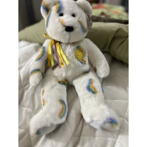 Rare 2002 Ty Beanie Buddy Cheery 15" Rainbow Sun Bear  Mint